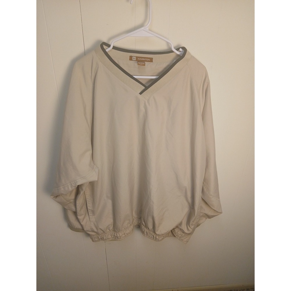 Harriton Men's Beige V-Neck Windbreaker Pullover - Size 2XL
